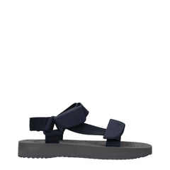Blue Fabric Flat Sandals