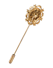 دبوس بروش رجالي عتيق من الحجر الأخضر ذو اللون الذهبي