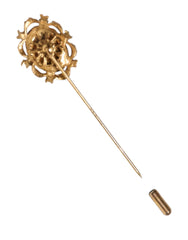 دبوس بروش رجالي عتيق من الحجر الأخضر ذو اللون الذهبي