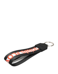 Black Logo Polyester Silver Brass Holder Keychain Keyring