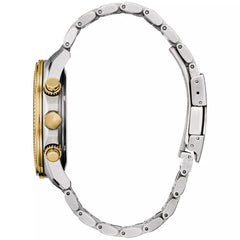 ساعة مع سوار من الفولاذ المقاوم للصدأ باللون الرمادي