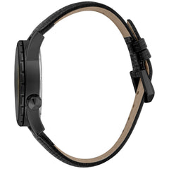 ساعة يد من الجلد الأسود