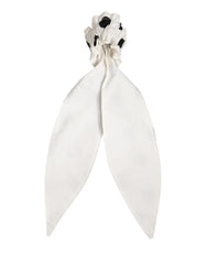 Scrunchie White Cotton Polka Dot Scarf Tie Accessory Hair