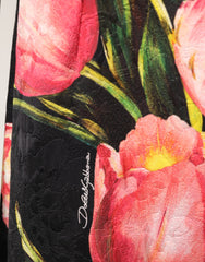 فستان قصير بقصّة A من الفسكوز بنقشة زهور سوداء