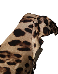 فستان ميدي بني بدون أكمام بنقشة جلد الفهد