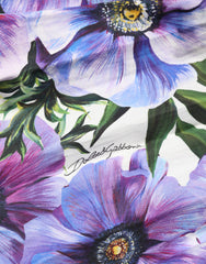 فستان ميدي مطوي بطبعة شقائق النعمان الأرجوانية