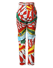 Multicolor Geometric Pattern Straight Pants