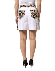White Cotton High Waist Bermuda Mini Shorts