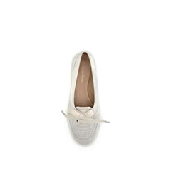White Calf Leather Bos Taurus Ballet Flats