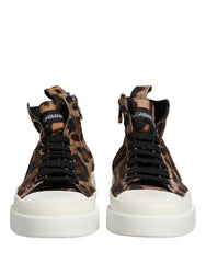 Brown Leopard Cotton High Top Sneakers  Shoes