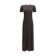 Brown Fleece Wool Long Dress