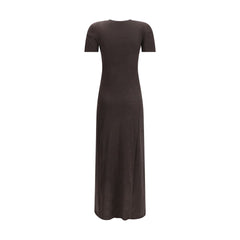 Brown Fleece Wool Long Dress