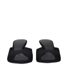 Black Fabric Flat Sandals