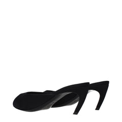 Black Fabric Flat Sandals