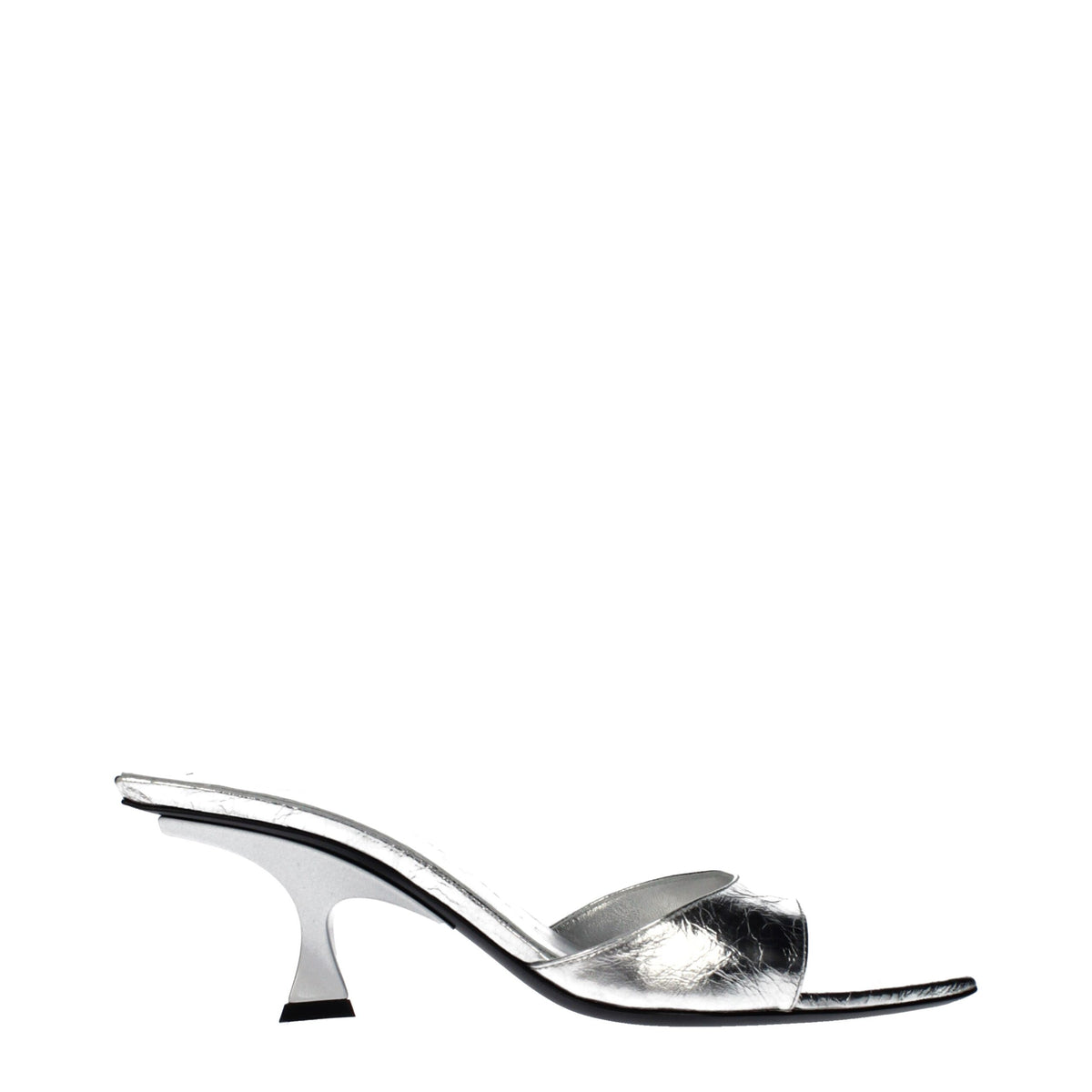 صندل مسطح من الجلد الرمادي