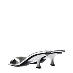 صندل مسطح من الجلد الرمادي