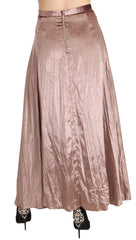 تنورة طويلة بخصر عالٍ من الفسكوز باللون البني الداكن