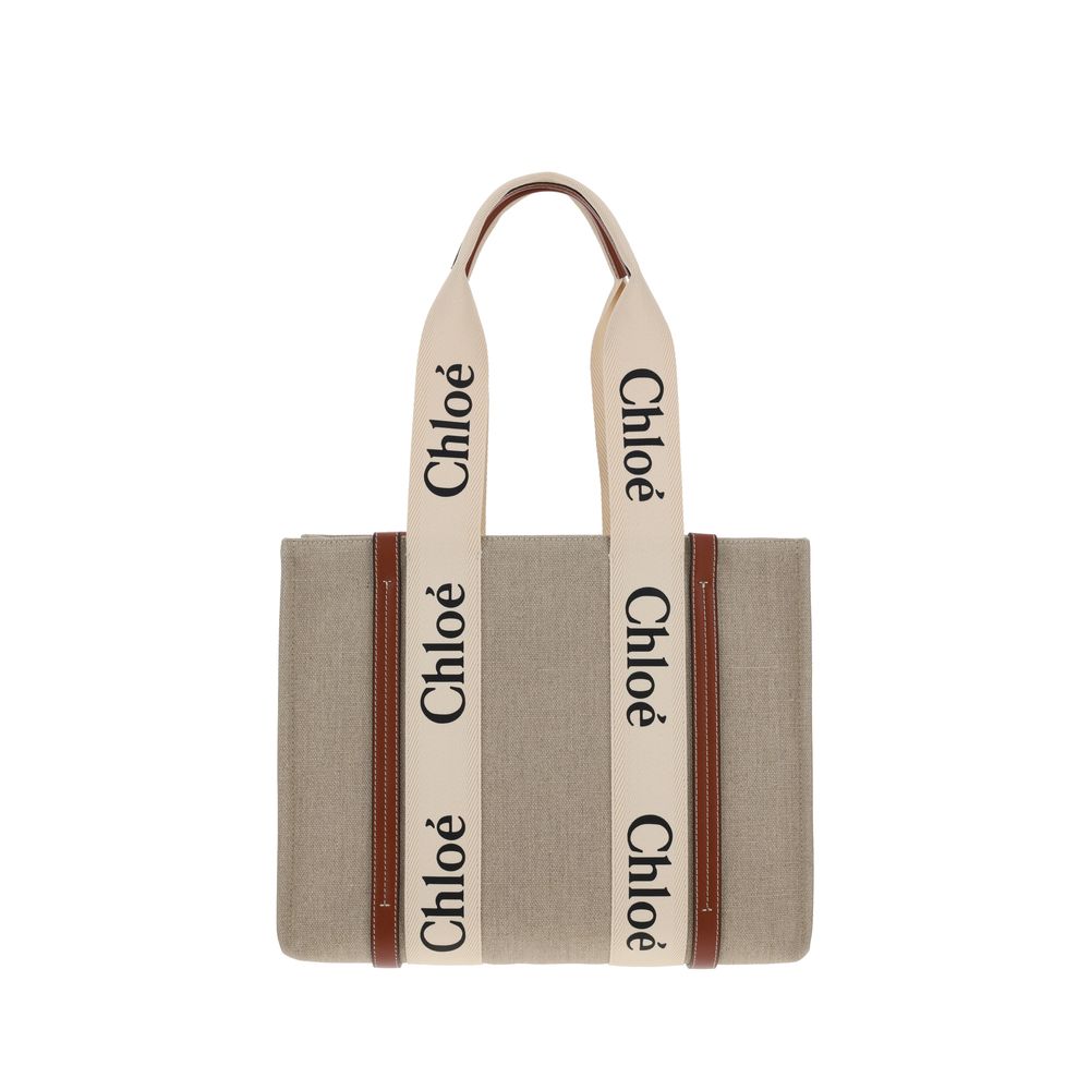 Beige Linen Shoulder Bag