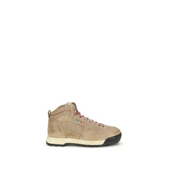 Beige Rubber Lace-Up Boots
