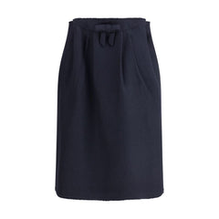 Blue Fleece Wool Midi Skirt