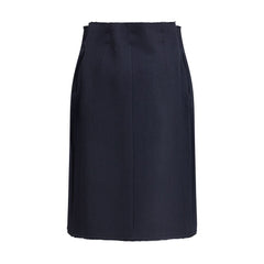 Blue Fleece Wool Midi Skirt