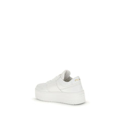 White Calf Leather Bos Taurus Platform Sneakers