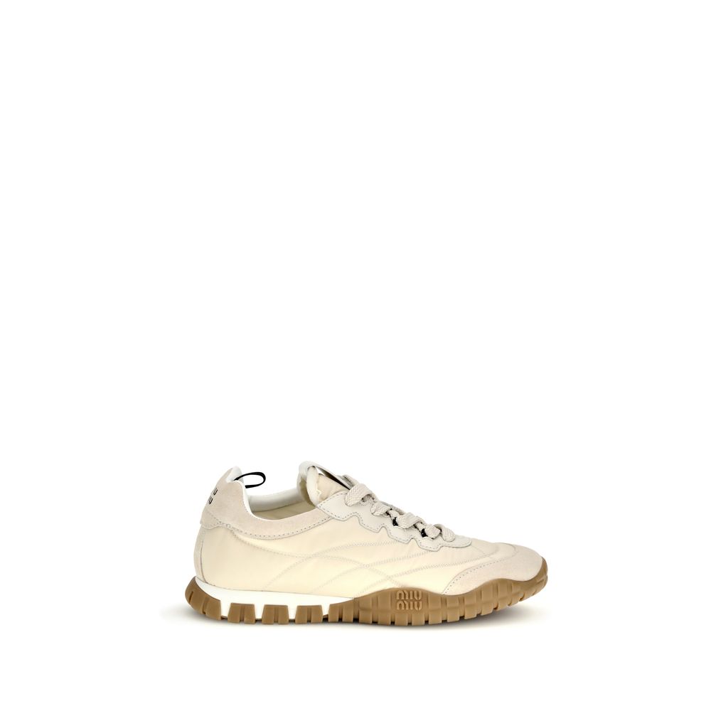 Beige Recycled Polyamide Athletic Sneakers