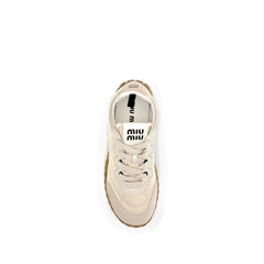 Beige Recycled Polyamide Athletic Sneakers