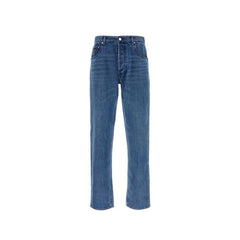 Blue Cotton Straight-Leg Jeans