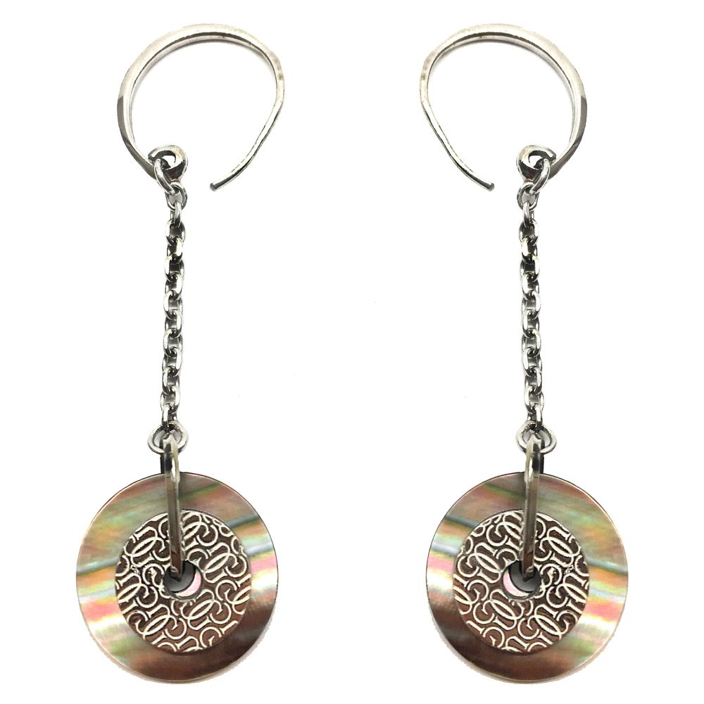 أقراط من الفولاذ المقاوم للصدأ باللون الفضي