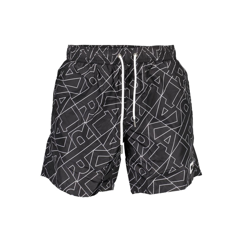Black Polyester Men's Swim Boxer