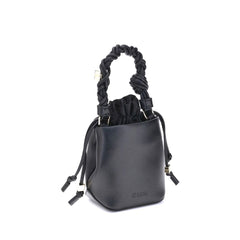 Black Recycled Leather Backet Bag