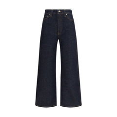 Blue Cotton Straight-Leg Jeans