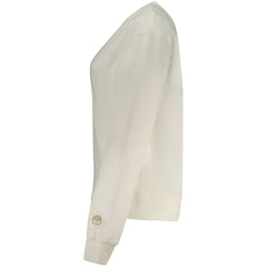 White Cotton Women Sweatshirt