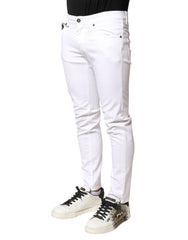 White Cotton Stretch Skinny Denim Men Jeans