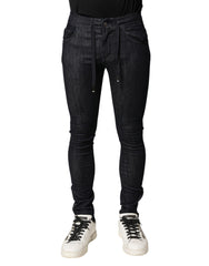 Black Cotton Stretch Skinny Denim Men Jeans