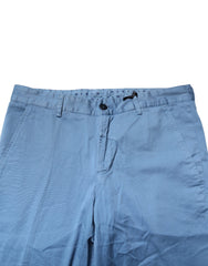 بنطلون جينز رجالي قطني أزرق بخصر متوسط وقصة مستقيمة