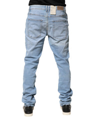 Light Blue Twister Mid Waist Skinny Fit Men Denim Jeans