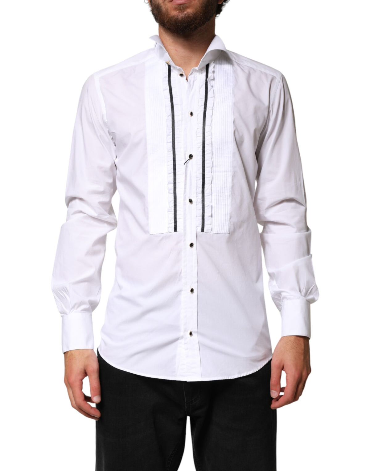 White GOLD Long Sleeves Formal Dress Shirt