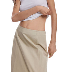 Beige Cotton Long Skirt
