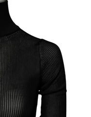 Black Viscose Turtle Neck Pullover Top