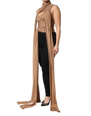 بلوزة بدون أكمام من الصوف البكر البني