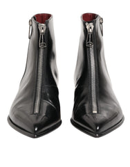 Black Leather Chelsea Short Ankle Boots Shoes