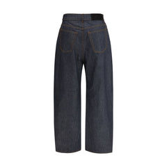 Blue Cotton Casual Pants