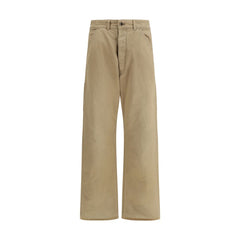 Beige Cotton Cargo Pants
