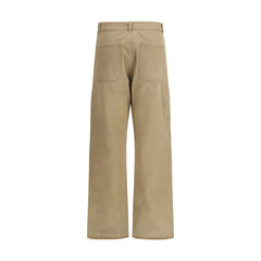 Beige Cotton Cargo Pants