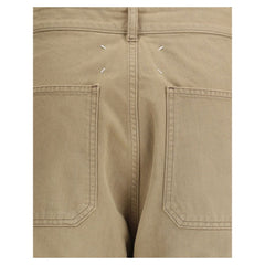Beige Cotton Cargo Pants