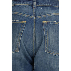 Blue Cotton Straight-Leg Jeans