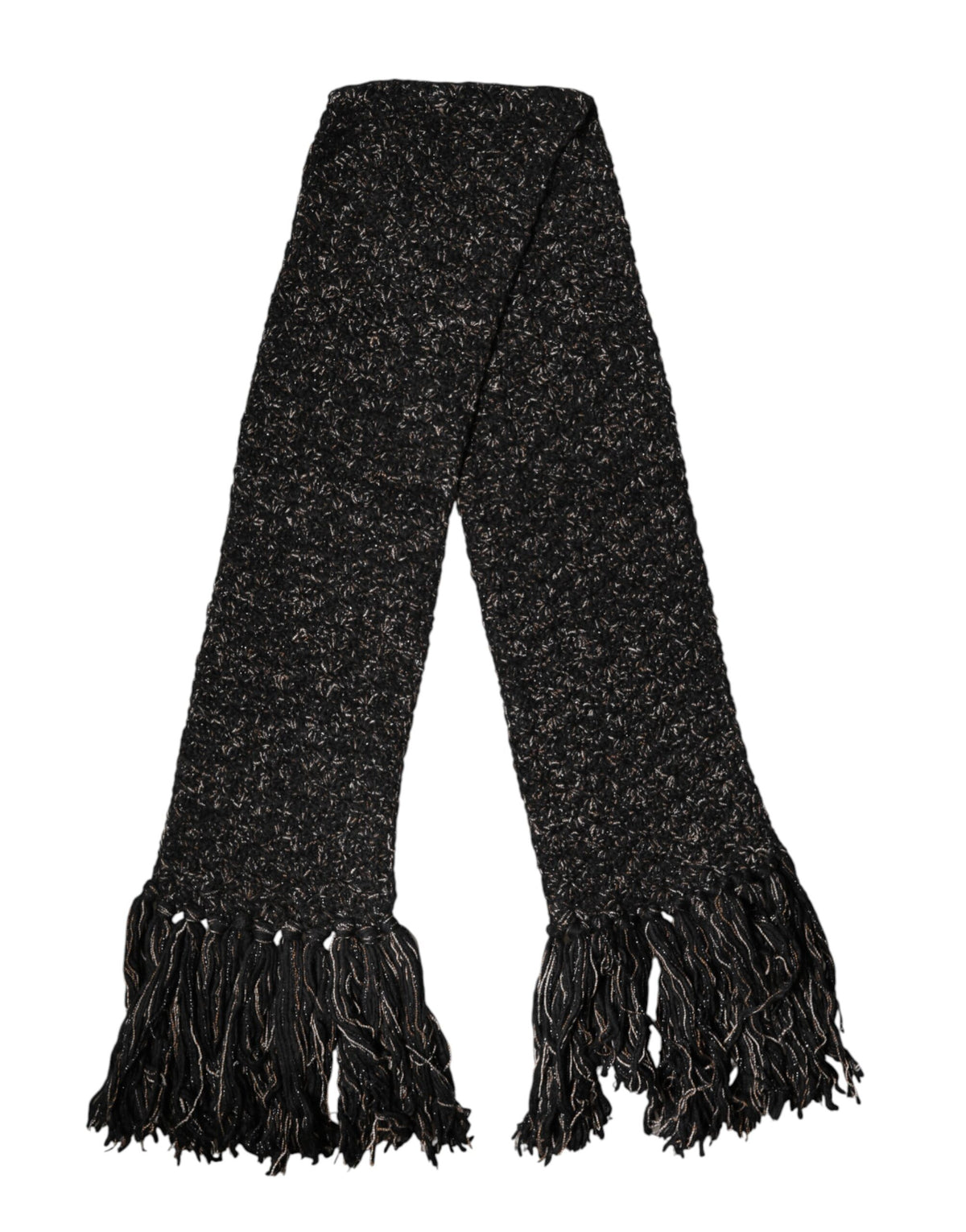 Black Wool Fringes Neck Wrap Foulard Scarf