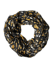 Black Jazz Club Print Neck Wrap Shawl Scarf